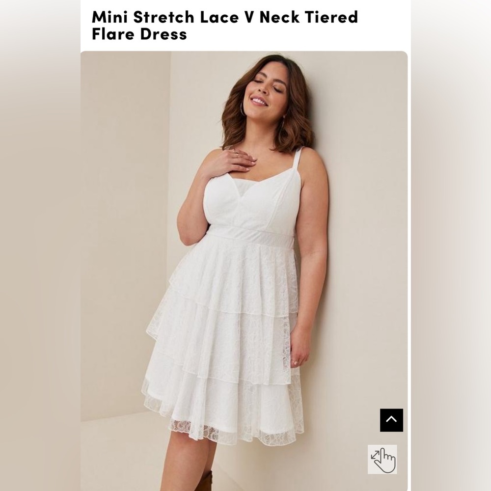 Torrid Mini Stretch Lace V Neck Tiered Flare Dress